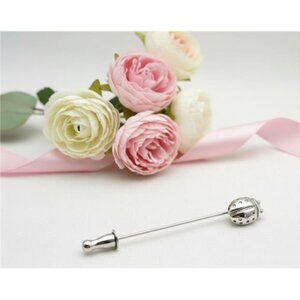 Vintage Monet Ladybug Stick Pin Lapel Brooch Silver Tone Signed 2 Inch